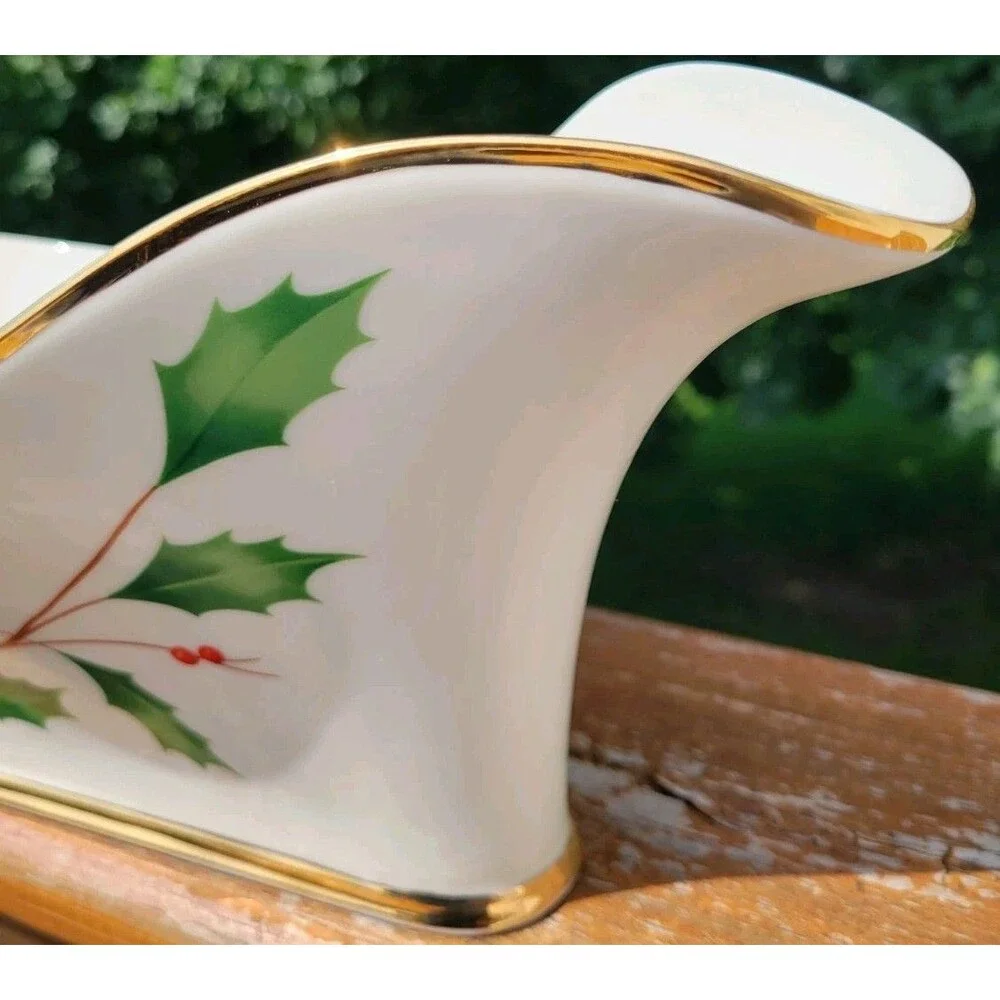 Lenox Winter Greetings Wine / Champagne Caddy Red Berries Holly Gold Trim EXC